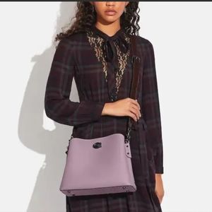 NWT Coach Willow Shoulder Bag In Colorblock Pewter/Ice Purple Multi Authentic